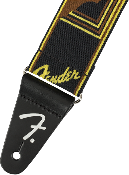 Fender Weighless 2" Mono Strap - Black/Yellow/Brown