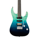 Charvel Pro-Mod Plus Dinky DK24 HSS 2PT EB QM - Ebony Fingerboard, Blue Curacao