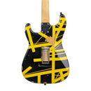 EVH Limited Edition Striped Series Frankenstein Frankie - Maple Fingerboard, Black with Yellow Stripes, Aged