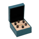 Taylor Custom Water Buffalo Bone Bridge Pins - Brown w/Green Opal