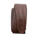Perri's 3" Double Stitch Moto Brown Padded Leather Guitar Strap - AP01-7734