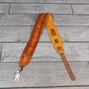 Burnt Hills Leather Tooled Handcrafted Leather Guitar Strap - Saddle Brown and Tan