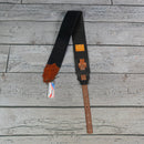 Burnt Hills Leather Handcrafted Plain Leather Guitar Strap - Black with Brown Ends