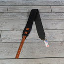 Burnt Hills Leather Handcrafted Plain Leather Guitar Strap - Black with Brown Ends