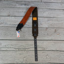 Burnt Hills Leather Handcrafted Plain Leather Guitar Strap - Brown with Black Ends