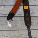 Burnt Hills Leather Handcrafted Plain Leather Guitar Strap - Brown with Black Ends