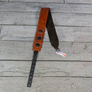 Burnt Hills Leather Handcrafted Plain Leather Guitar Strap - Brown with Black Ends