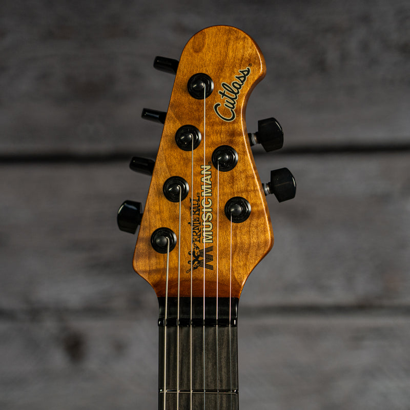 Ernie Ball Music Man Jason Richardson 6-string Cutlass - Natural Buckeye Burl, Black Burst