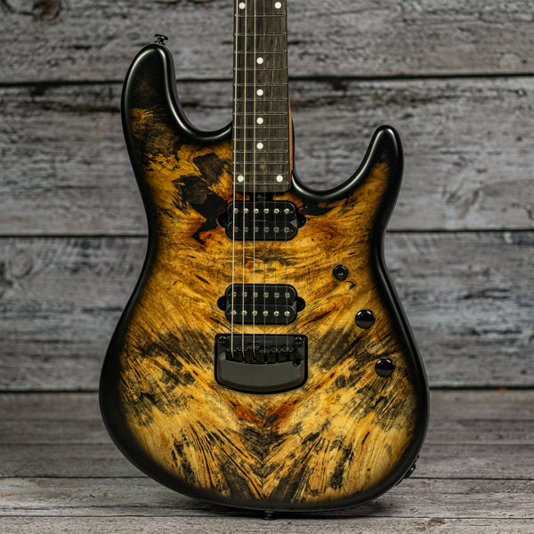 Ernie Ball Music Man Jason Richardson 6-string Cutlass - Natural Buckeye Burl, Black Burst