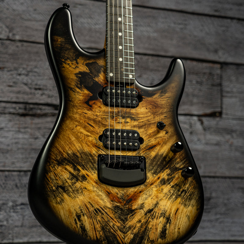 Ernie Ball Music Man Jason Richardson 6-string Cutlass - Natural Buckeye Burl, Black Burst