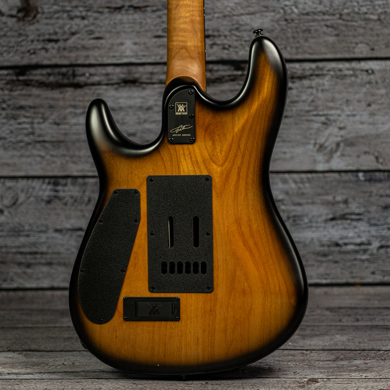 Ernie Ball Music Man Jason Richardson 6-string Cutlass - Natural Buckeye Burl, Black Burst