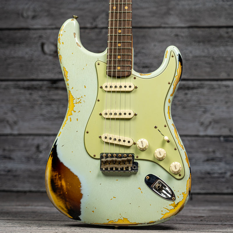 Fender Custom Shop 1960 Stratocaster Heavy Relic - Aged Sonic Blue over 3-Color Sunburst