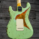 Fender Custom Shop 1961 Stratocaster Super Heavy Relic - 3A Rosewood Fingerboard, Aged Surf Green over 3-Tone Sunburst