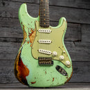 Fender Custom Shop 1961 Stratocaster Super Heavy Relic - 3A Rosewood Fingerboard, Aged Surf Green over 3-Tone Sunburst