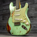 Fender Custom Shop 1961 Stratocaster Super Heavy Relic - 3A Rosewood Fingerboard, Aged Surf Green over 3-Tone Sunburst