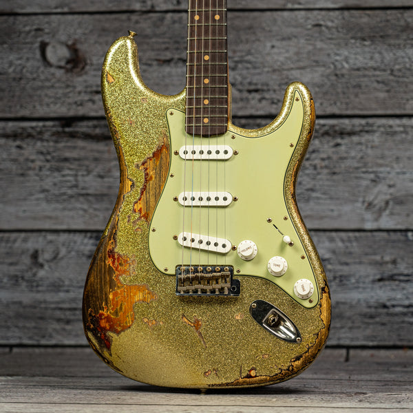 Fender Custom Shop 1961 Stratocaster Super Heavy Relic - 3A Rosewood Fingerboard, Gold Sparkle over 3-Tone Sunburst