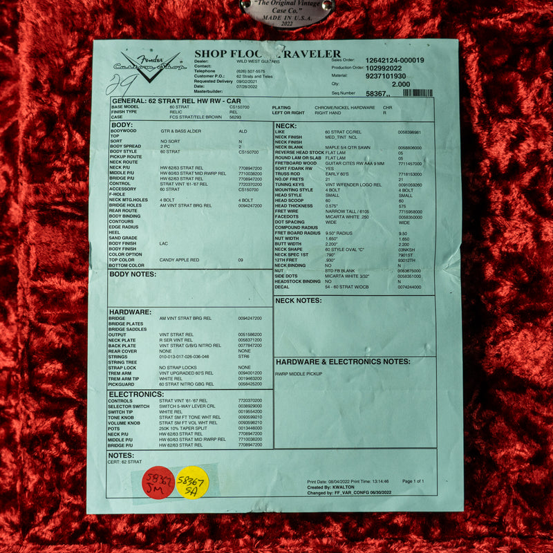 Fender Custom Shop 1962 Stratocaster Heavy Relic