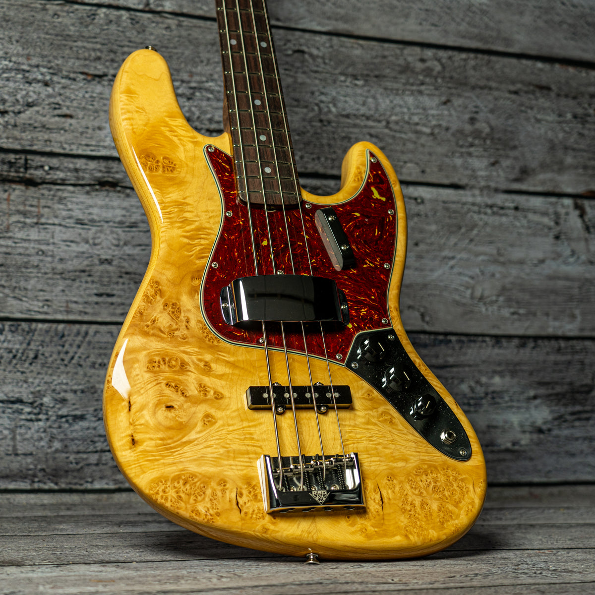 Fender Custom Shop B4 Artisan Maple Flame Burl Jazz Bass - Aged Natura