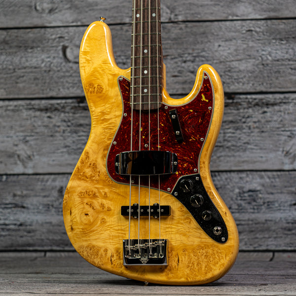 Fender Custom Shop B4 Artisan Maple Flame Burl Jazz Bass - Aged Natural