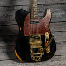 Fender Custom Shop Limited Edition Bow Tie Telecaster Custom Relic with Gold Hardware - 3A Rosewood Fingerboard, Black with Aged Natural Back and Sides