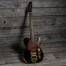 Fender Custom Shop Limited Edition Bow Tie Telecaster Custom Relic with Gold Hardware - 3A Rosewood Fingerboard, Black with Aged Natural Back and Sides