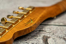 Fender Custom Shop Limited Edition Bow Tie Telecaster Custom Relic with Gold Hardware - 3A Rosewood Fingerboard, Black with Aged Natural Back and Sides