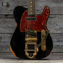 Fender Custom Shop Limited Edition Bow Tie Telecaster Custom Relic with Gold Hardware - 3A Rosewood Fingerboard, Black with Aged Natural Back and Sides