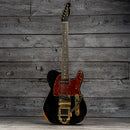 Fender Custom Shop Limited Edition Bow Tie Telecaster Custom Relic with Gold Hardware - 3A Rosewood Fingerboard, Black with Aged Natural Back and Sides