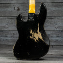 Fender Limited Edition Custom Jazz Bass Heavy Relic - Round-Lam Rosewood Fingerboard, Aged Black