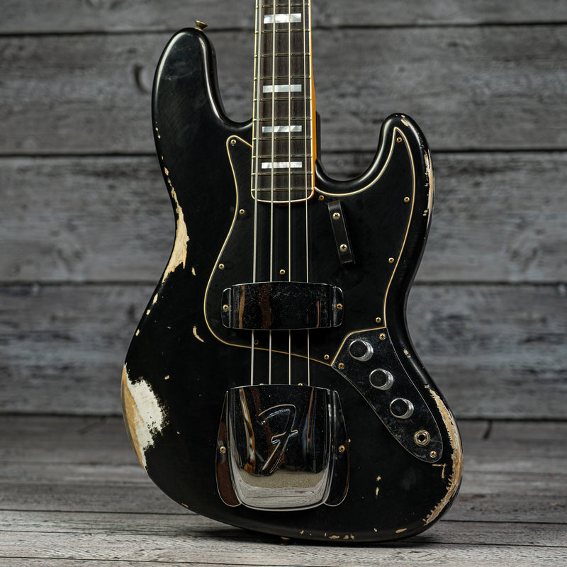 Fender Limited Edition Custom Jazz Bass Heavy Relic - Round-Lam Rosewood Fingerboard, Aged Black