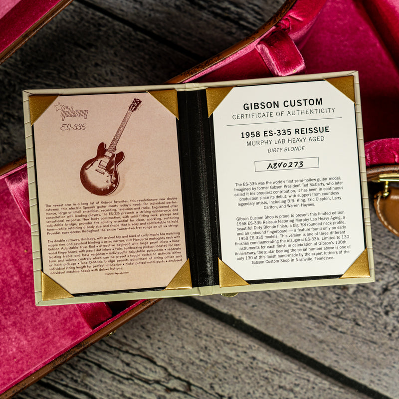 Gibson Custom Limited Edition 1958 ES-335 Reissue Murphy Lab Heavy Aged - Dirty Blonde