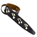 Henry Heller 3" Wide Garment Leather Black With White Music Note Cut Outs