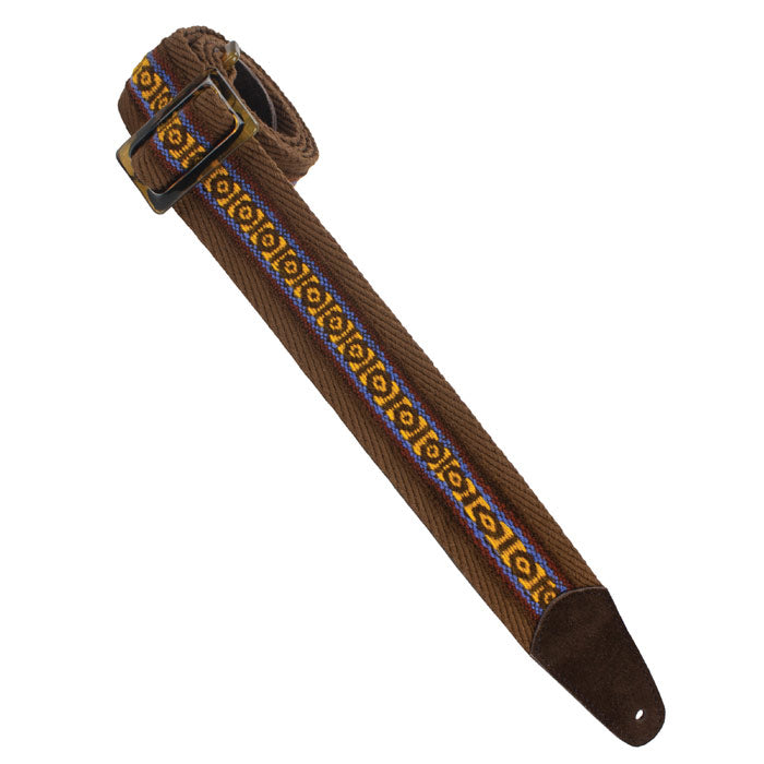 Henry Heller Herringbone Woven - Brown, Tan/Blue Center