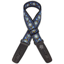 Henry Heller 2" Wide Blue Vintage Jacquard Design  with Lock-it Leather ends - Blue Chill