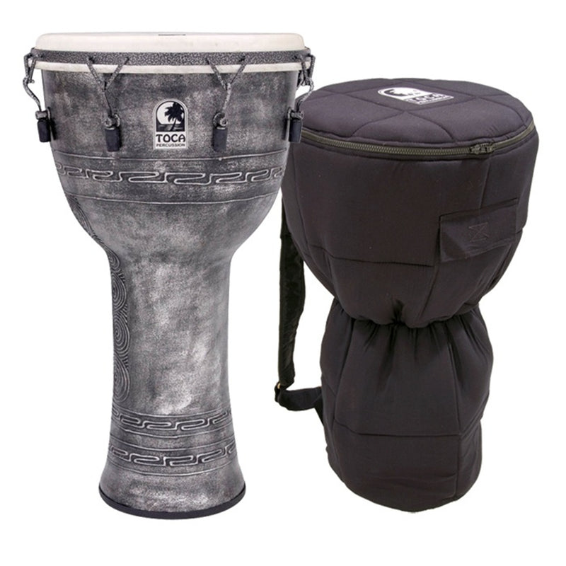 Toca Antique Silver Mechanically Tuned Djembe w/ Bag, 14"