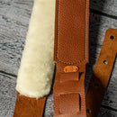 Burnt Hills Leather Extra Long Strap with Sheep Fur Backing - Brown