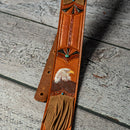 Burnt Hills Leather Eagle Leather Guitar Strap with Tassels