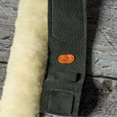 Burnt Hills Leather Strap with Sheep Fur Backing - Black