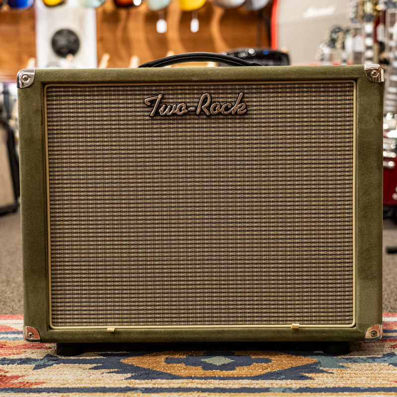 Two-Rock 1x12" Closed Back Cabinet (Ported) - Moss Green Suede, Vintage Gold Grill