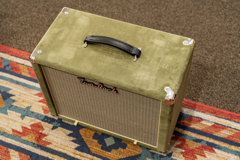 Two-Rock 1x12" Closed Back Cabinet (Ported) - Moss Green Suede, Vintage Gold Grill