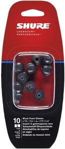 Shure EABKF1-10L Large Black Foam Sleeves. (Ten Included/Five Pair)