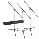 On-Stage Stands MSP7703 Three Euro Boom Mic Stands with Bag
