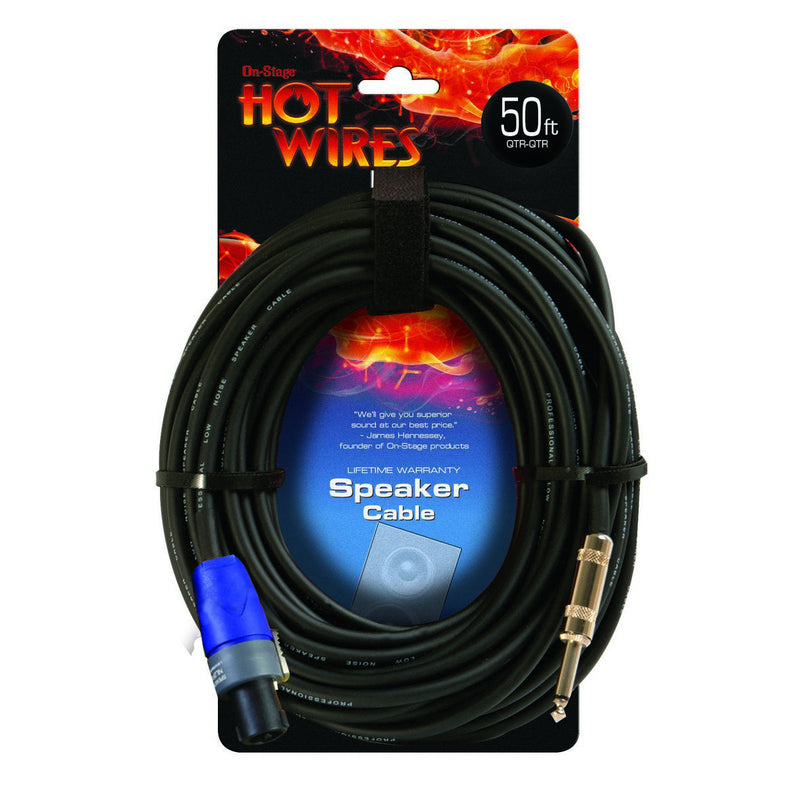 Hot Wires SP14-50SQ Speakon Cable with Neutrik Connectors (50', NL2-QTR)