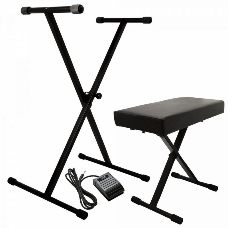 On-Stage Stands KPK6520 CB Keyboard Stand and Bench Pack with Keyboard Sustain Pedal