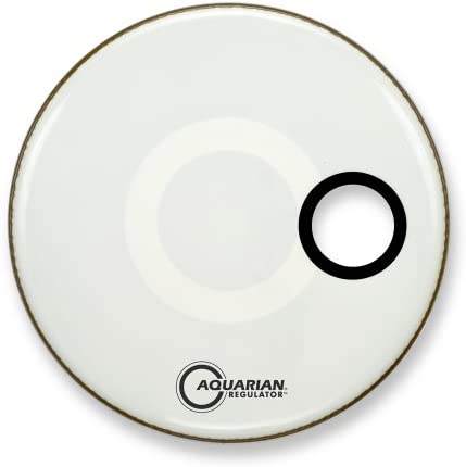 Aquarian Regulator, White Video Gloss 10mil Single Ply Resonant Bass Drumhead with Small Muffle Ring, 16"