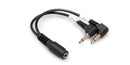 Hosa YMM-492 Air Travel Headphone Adaptor, Dual 3.5 mm TS to 3.5 mm TRSF