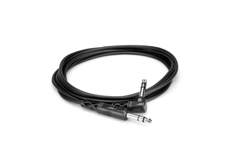Hosa CSS-103R Balanced Interconnect, 1/4 in TRS to Right-angle 1/4 in TRS, 3 ft