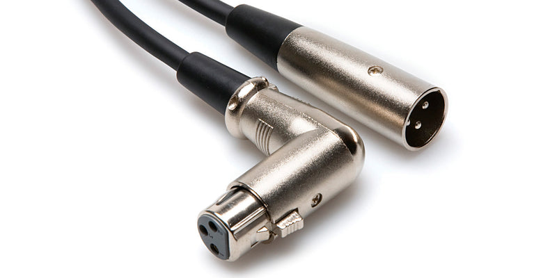 Hosa XFF-105 Balanced Interconnect, Right-angle XLR3F to XLR3M, 5 ft
