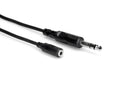 Hosa MHE-325 Headphone Adaptor Cable, 3.5 mm TRS to 1/4 in TRS, 25 ft