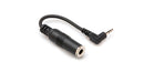 Hosa MHE-100.5 Headphone Adaptor, 1/4 in TRS to Right-angle 3.5 mm, 6 in